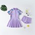 2 piece Kids Girl Split Swimsuit Swimwear Short Sleeve Skirt With Shorts Cute Baby Hot Spring Swimming Suit H28 15 16Y 6XL chest pad height 150 160cm