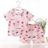 2 piece Kids Pajama Set Summer Breathable Air conditioned Short Sleeves Shirt Shorts Outfit For Boys Girls green 0 1Y 80cm