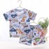2 piece Kids Pajama Set Summer Breathable Air conditioned Short Sleeves Shirt Shorts Outfit For Boys Girls Excavator 5 6Y 110cm