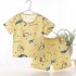 2 piece Kids Pajama Set Summer Breathable Air conditioned Short Sleeves Shirt Shorts Outfit For Boys Girls grey dinosaur 5 6Y 110cm