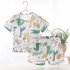 2 piece Kids Pajama Set Summer Breathable Air conditioned Short Sleeves Shirt Shorts Outfit For Boys Girls white dinosaur 9 10Y 130cm