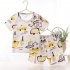 2 piece Kids Pajama Set Summer Breathable Air conditioned Short Sleeves Shirt Shorts Outfit For Boys Girls white dinosaur 9 10Y 130cm