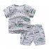 2 piece Kids Pajama Set Summer Breathable Air conditioned Short Sleeves Shirt Shorts Outfit For Boys Girls white dinosaur 9 10Y 130cm