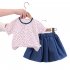 2 piece Toddler Kids Girls Short Sleeve Floral Shirt Top Denim Skirt Outfits Cotton Baby Summer Suit red 1Y 80cm