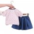 2 piece Toddler Kids Girls Short Sleeve Floral Shirt Top Denim Skirt Outfits Cotton Baby Summer Suit red 1Y 80cm