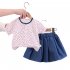 2 piece Toddler Kids Girls Short Sleeve Floral Shirt Top Denim Skirt Outfits Cotton Baby Summer Suit red 3Y 100cm