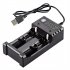 2 slot Usb 18650 Battery Charger Dual Independent Charging Adapter 3 7v 4 2v Lithium Battery Charger black