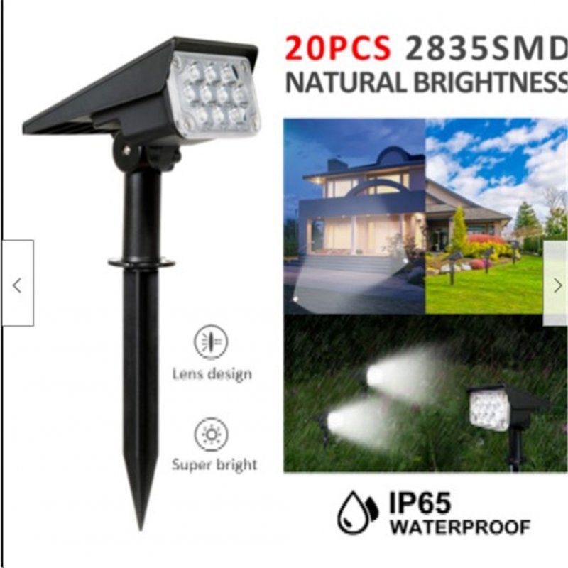 20 Led Solar Spotlights Outdoor Waterproof Energy Saving Landscape Light Garden Pathway Wall Lamp 20 lamp beads white 6000K