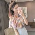 2018 New Print Chiffon Blouses Women Summer Sexy Off Shoulder Tops Slim Fashion Casual Ladies Shirts For Woman Pink Yellow