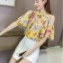 2018 New Print Chiffon Blouses Women Summer Sexy Off Shoulder Tops Slim Fashion Casual Ladies Shirts For Woman Pink Yellow