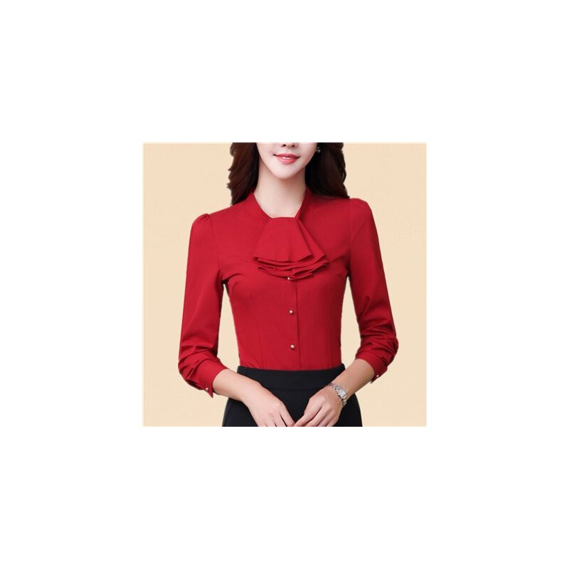 2018 Spring fashion Sexy V-Neck shirt women OL Career temperament formal long sleeve chiffon blouse office ladies plus size tops