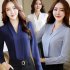 2018 Spring fashion Sexy V Neck shirt women OL Career temperament formal long sleeve chiffon blouse office ladies plus size tops