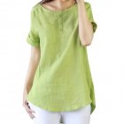 2018 Women Summer Blouse Korean Casual Short Sleeve Loose Cotton Linen Blouse Tops Cotton Accessories blouse Drop Shipping 3M19