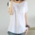 2018 Women Summer Blouse Korean Casual Short Sleeve Loose Cotton Linen Blouse Tops Cotton Accessories blouse Drop Shipping 3M19
