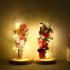 20LEDs Rose Bouquet with Glass Cover and Wooden Base Wedding Valentines Day Mothers Day Gift Pink