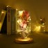20LEDs Rose Bouquet with Glass Cover and Wooden Base Wedding Valentines Day Mothers Day Gift red