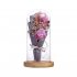20LEDs Rose Bouquet with Glass Cover and Wooden Base Wedding Valentines Day Mothers Day Gift red