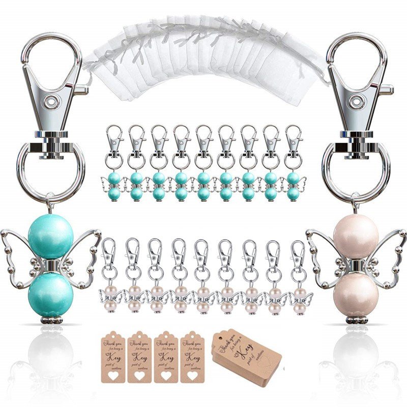 20Pcs/Set Guardian Angel Shape Hanging Pendant Key Chain Yarn Bag Label for Wedding Birthday Party Style 2