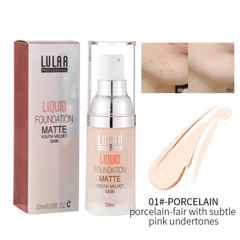 20ml Face Foundation Base Long Wear Moisturizer Oil Control Concealer Long Lasting Liquid Foundation Cream  01# Natural white (pink)_20ml