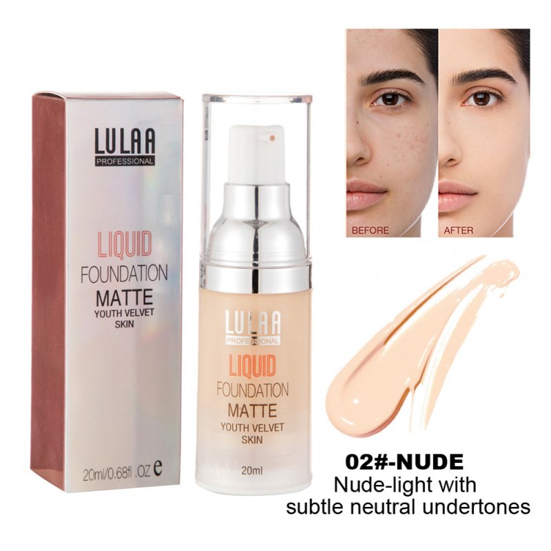 20ml Face Foundation Base Long Wear Moisturizer Oil Control Concealer Long Lasting Liquid Foundation Cream  02# Natural white (yellowish)_20ml