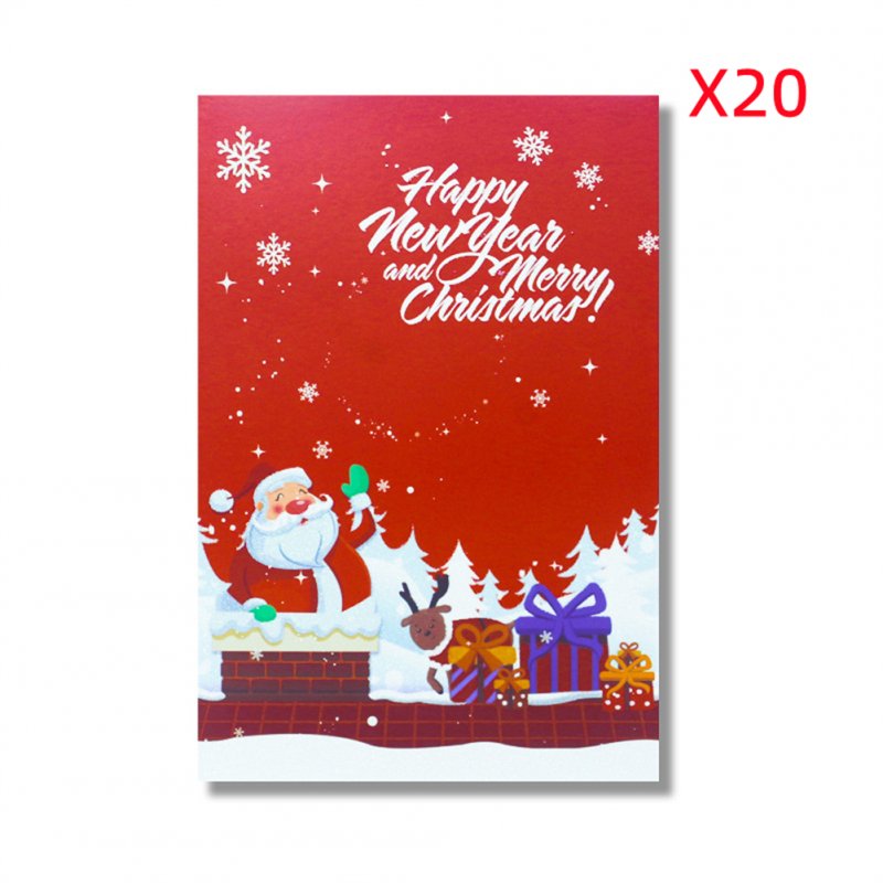 20pcs Merry Christmas Happy New Year Greeting Card Santa-claus Elk Cards
