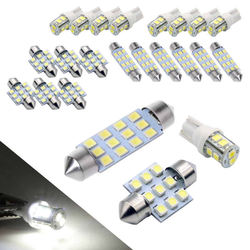 20pcs White Led Light Interior Package Kit For T10 31mm Map Dome + License Plate 20 pieces