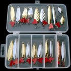 21 Pcs Fishing Lures Set Metal Sequins Spoon Bait Artificial Hard Bait with Fishing Hook Plastic Box Packing