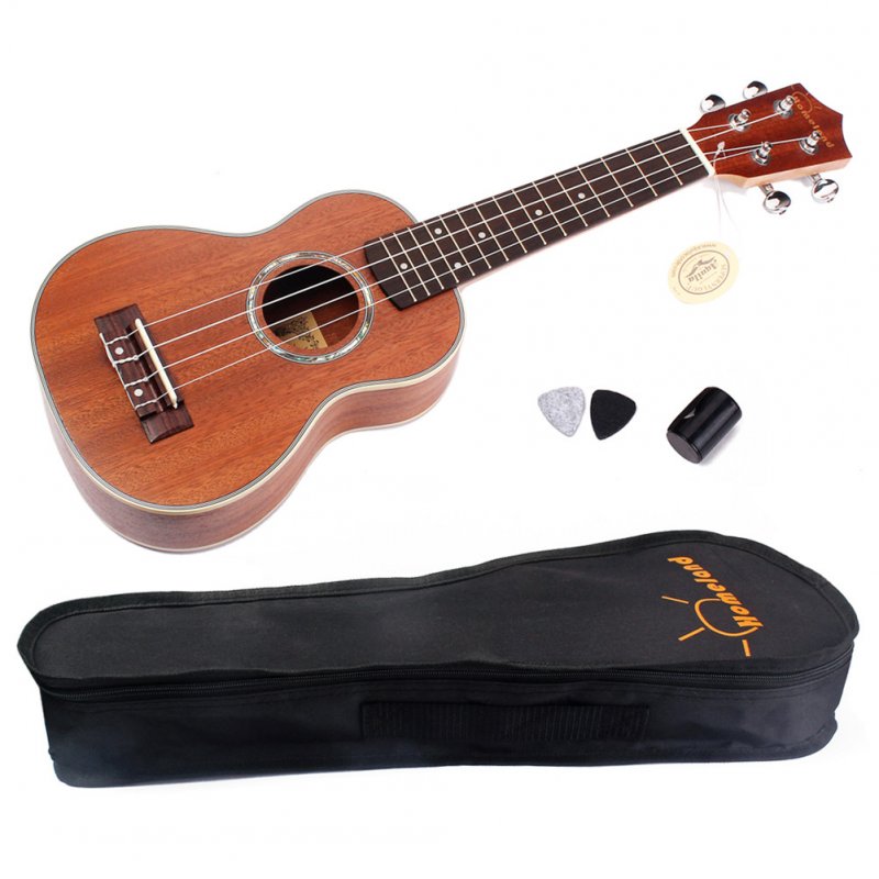 21inch Mahogany Wood Ukulele Hawaiian Small Guitar Close Type Tuning Pegs Sting Instrument