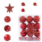 22 PCs Christmas Balls Ornament Shatterproof Plastic Christmas Tree Decorations With Star Hanging Rope red