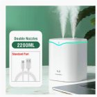 2200ml Double Spray Air Humidifier Ultrasonic Essential Oil Diffuser with 2200ml Water Tank White