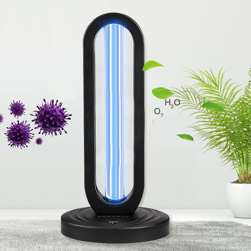 220V Germicidal Light UV 38 W Ozone Lamp for Rooms School Hotel Disinfection European Regulation Black [38W with ozone + remote control timing through the wall]