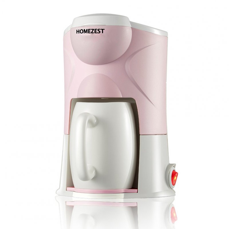 220V Portable Mini Home Automatic Coffee Maker with Ceramic Cup Pink national standard + British standard adapter