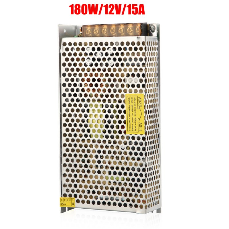 220V to 12V DC 15A 180W Universal Regulated Switching Power Supply for LED Lighting Strip  As shown_180 watts 12 volts