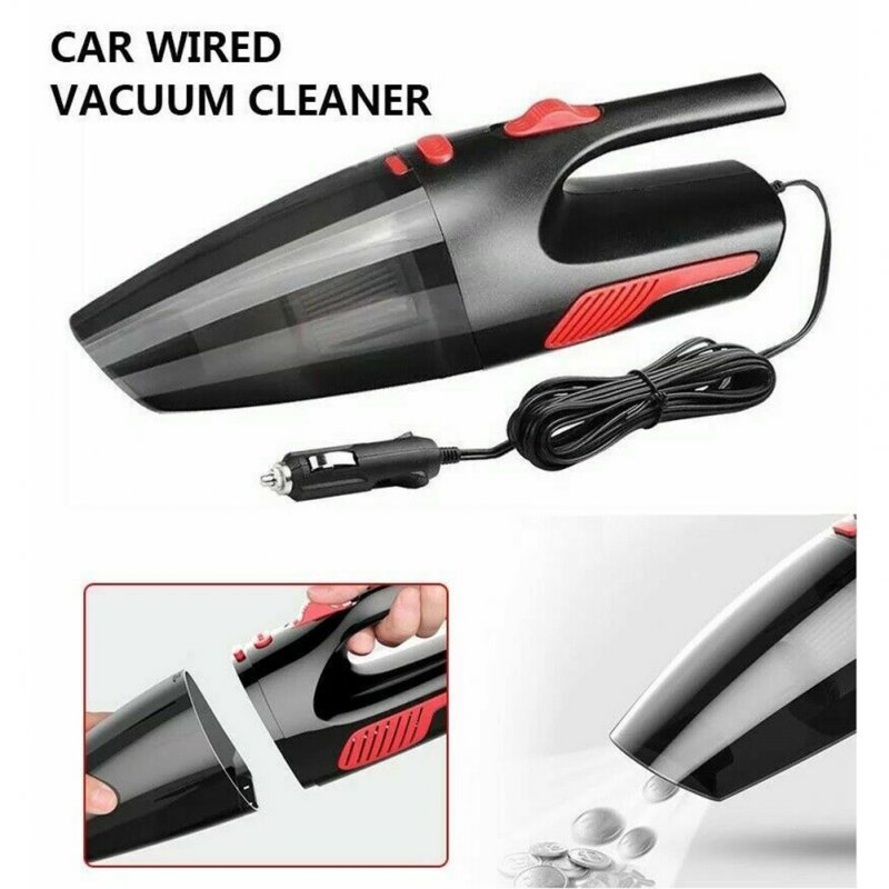 220v Wireless/Wired Hand Held Car Vacuum Cleaner Portable Car Wet Dry One-key Control Vacuum Cleaner With Light Car Auto Home Duster Wired black