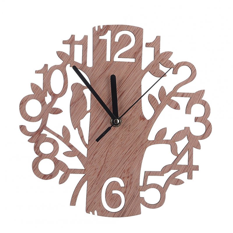 22cm Simple Wooden Tree Shape Wall Clock for Bedroom Wall Decoration As shown