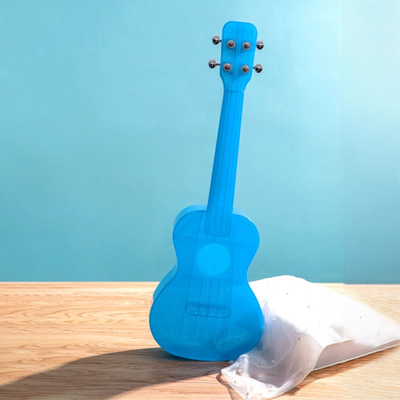 23 inch Transparent Ukulele Waterproof Outdoor Hawaiian Small Guitar Ukulele Musical Instrument Transparent Blue