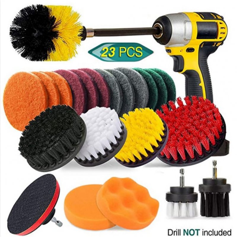23Pcs/ Set High Temperature PP Drill  Brush Accessory Kit Power Scrubber Cleaning Kit Combo 23pcs