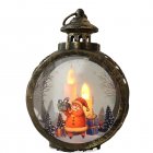 23cm Christmas Hanging LED Glowing Lantern With Santa Candles Battery Powered Night Light Christmas Gift For Indoor Outdoor Decoration Santa Bronze