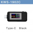 24-pin Type-c Bidirectional Tester 0.96-inch Color Screen Usb Digital Display Current Voltage Test Meter KWS-1902C black
