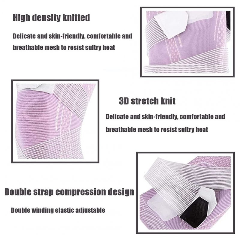 1 Pair Knit Sports Knee Pads Breathable High Elastic Non-slip Knee Brace Wrap Knee Compression Sleeve purple M