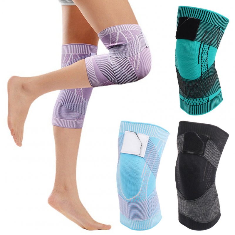 1 Pair Knit Sports Knee Pads Breathable High Elastic Non-slip Knee Brace Wrap Knee Compression Sleeve purple M