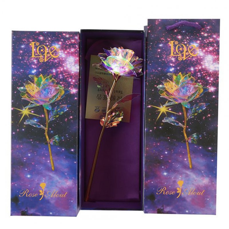 24K Gold Foil Rose Luminous Galaxy Flowers Gifts for Mother's Day Valentine's Day