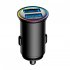 24W Car Charger Adapter Dual Ports Fast Charging QC3 0 LED Color Ambient Light Overcurrent And Overvoltage Protection Cigarette Lighter USB Charger black CCN03 