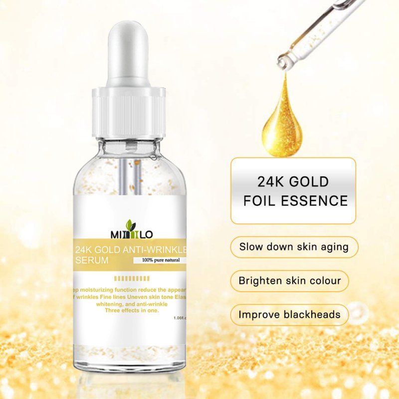 24k  Gold  Leaf  Essence Whitening Moisturizing Gold Pre-makeup Face Lip Skin Care Essence 30