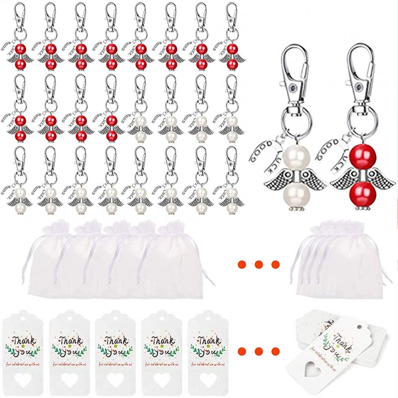24pcs Guardian  Angel  Keychain Wedding Banquet Table Decoration Birthday Party Christmas Gift White+red