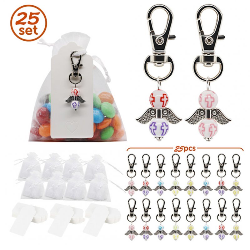 25 Pcs Angel Wings Supplies Birthday Wedding Decoration Gift Keys Chain Color mixing_Set