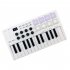 25 key Midi Controller Keyboard Portable Mini Music Keyboard with 8 Rgb Backlit Trigger Pads Battery Powered White