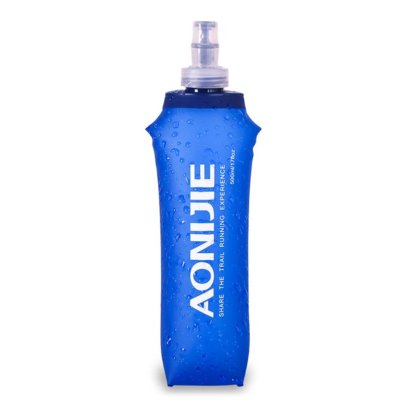 250ML/500ML Soft TPU Foldable Sports Water Bottle for Running Camping Hiking BPA & PVC Free Water Bag Dark blue 500ML_One Size