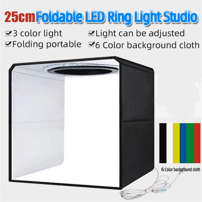 25cm Small Studio Set Led Photography Lamp Softbox Folding Photo Background Light Box