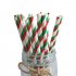 25pcs Disposable Christmas Paper Straws Degradable Kraft Paper Drinking Straw Christmas Decorations